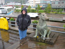Back in town in Juneau, this is the statue of Patsy Ann, the official greeter of Juneau. For more information, see the blog!