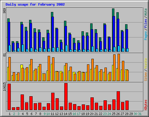 Daily usage for February 2002