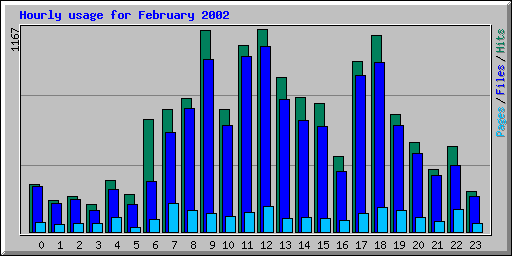 Hourly usage for February 2002