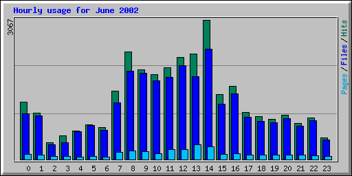 Hourly usage for June 2002